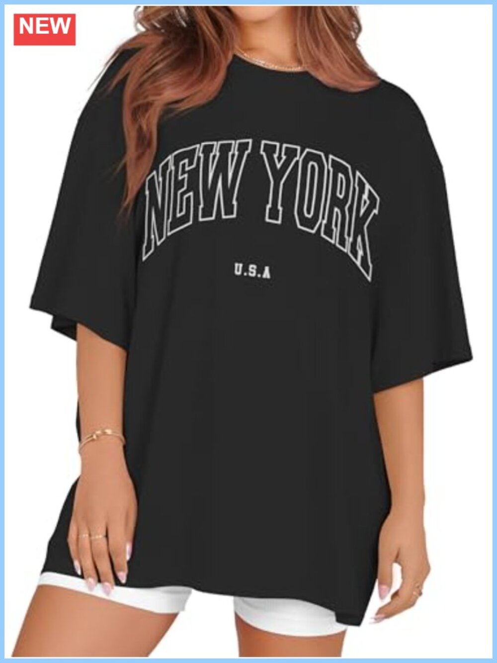 Oversized Graphic Tee Short Sleeve Crew Neck Loose Fit Womens T-Shirt